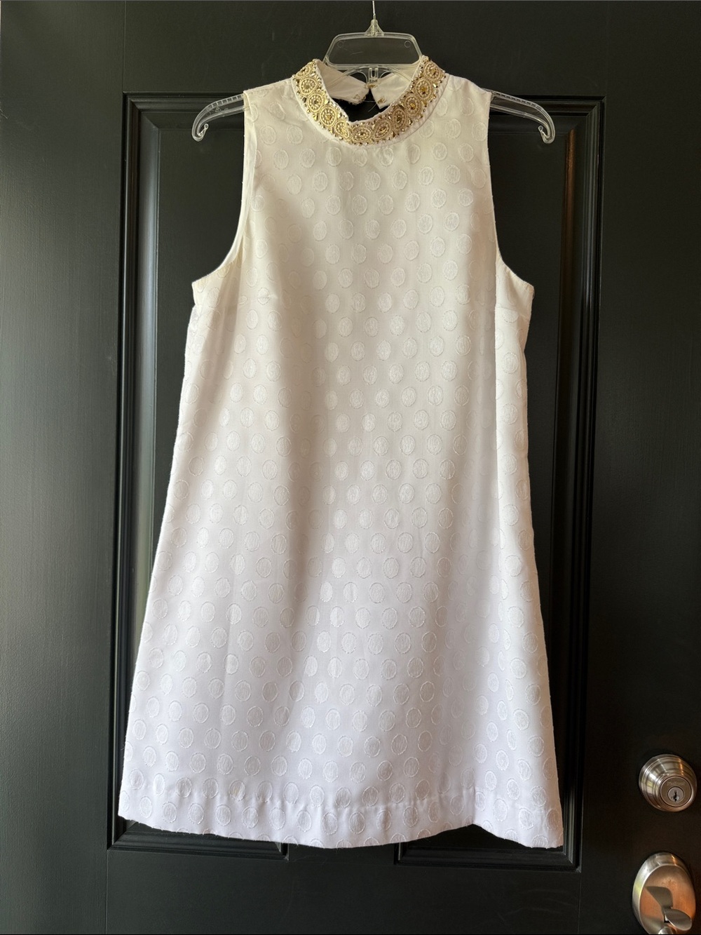 Lilly Pulitzer Brandi Resort White Shift Dress W Gold Embellished Neck Size 6 - Picture 6 of 14